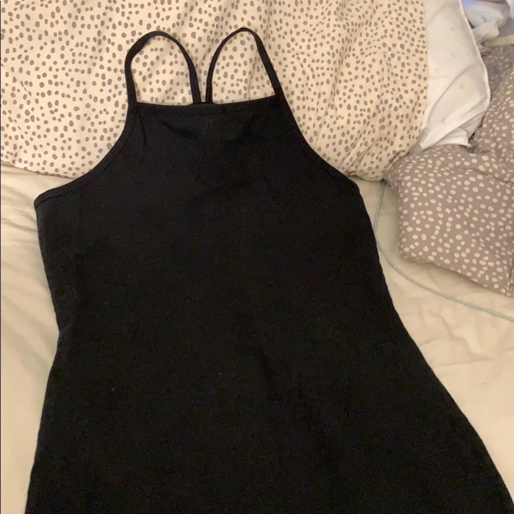 Express Tricot Spaghetti Halter Black Dress